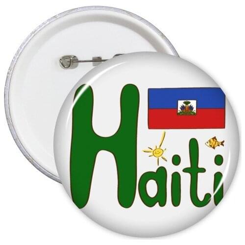 Haiti National Flag Red Blue Pattern Round Pins Badge Button Clothing Decoration 5pcs Gift
