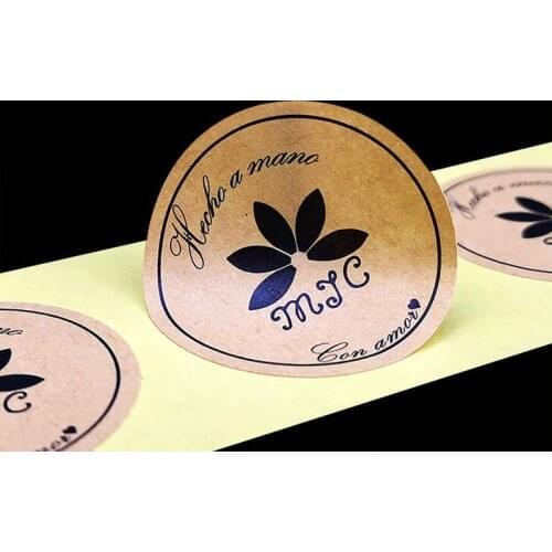50PCS Personalized Logo Kraft Paper Sticker Label