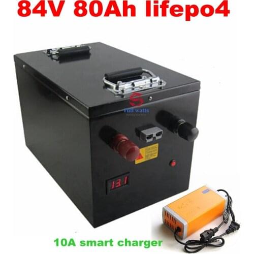 84v 80Ah lifepo4 lithium battery 27S 86.4V BMS for 8400W inverter EV power supply motorhome Floor cleaner+ 10A charger