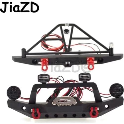 RC 1:10 CNC Metal Front / Rear Bumper Spare Tire Carrier With LED for RC Crawler Car 1/10 Axial SCX10 90046 TRX4 Upgrade Parts
