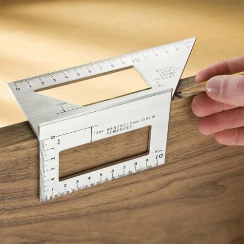 Aluminum Alloy 45 Degrees 90 Degrees Woodworking Multifunctional Square gauge Angle Protractor Over the ruler