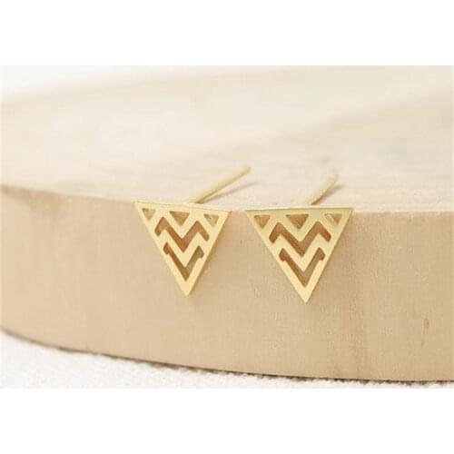 Fashion Small Triangle Earrings For Women Hollow out Waves corrugated Design
