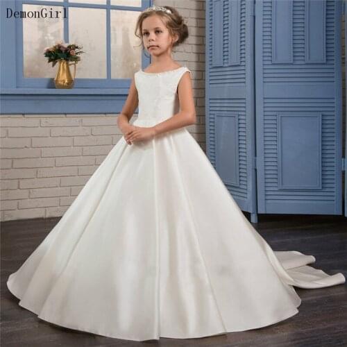 Fancy Ivory Flower Girl Dresses Sleeveless Kids Birthday Pageant Gowns First Communion Dresses For Girls
