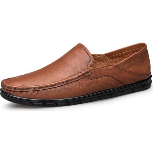 Genuine Leather Men Casual Shoes Luxury Brand 2020 Mens Loafers Moccasins Breathable Slip on Black Driving Shoes