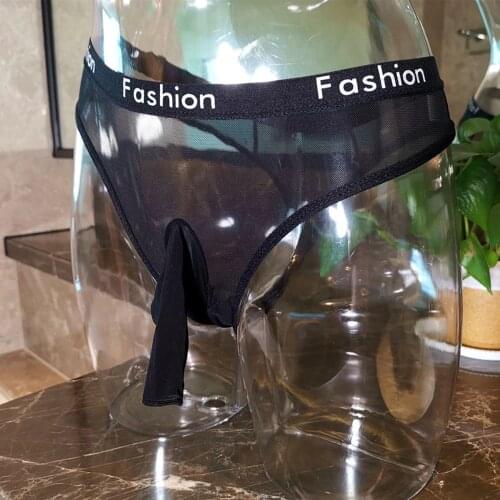 Mens Sexy Mesh Transparent Low Rise Breathable Bikini Penis Sheath Briefs See Through Underwear Panties Мужские