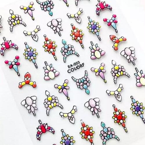 Newest EA-003 3D nail sticker decal stamping back gule DIY decoration tools for nail art design