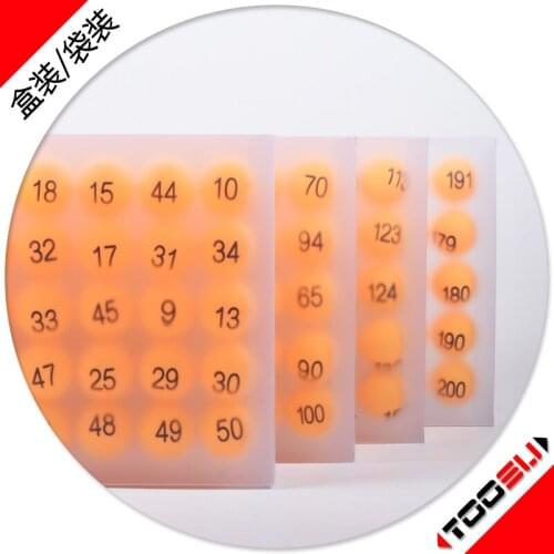 Single/double side 01-200 digital number ball seamless game ball ping pong digital ball