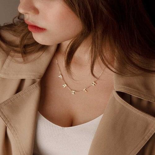 Mumuxing Personality Trend Letter Necklace Jewelry Custom Letter Name Stainless Steel Fashion Necklace Birthday Party Gift