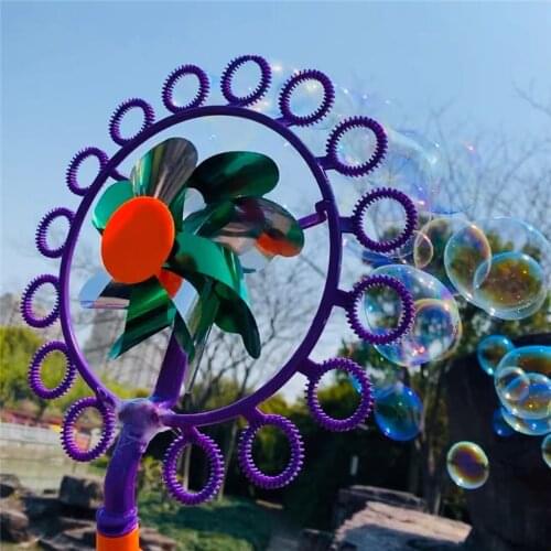 Bubble Wand Windmil Funny Colorful Outdoor Bubble Blower Machine Large Bubble Soap Tools Toy Pinwheels for Kids Bubble Wands Toy