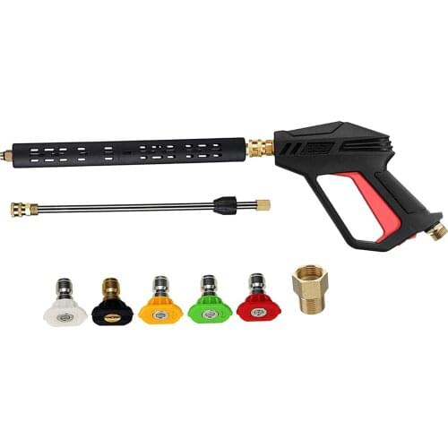 Pressure Washer Spray Gun w/ Extension Wand, M22 14mm/15mm Fitting, 5 Nozzle
