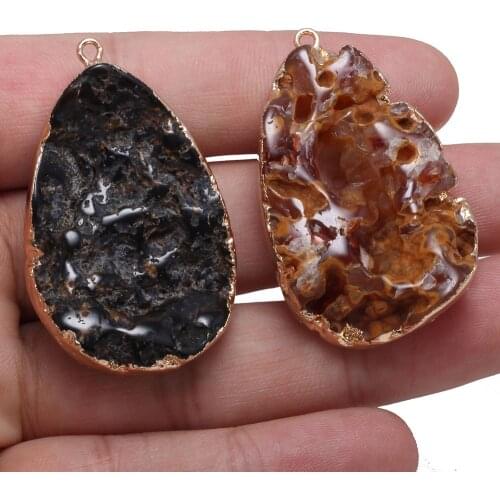 Natural Stone agates Pendants Drop-shaped Shape Exquisite Charm For jewelry making DIY necklace Earring accessories30x40-27x45mm