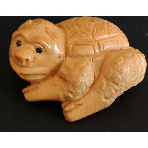 Q4414 - 2 " Hand Carved Japanese Boxwood Figurine Carving : Kappa