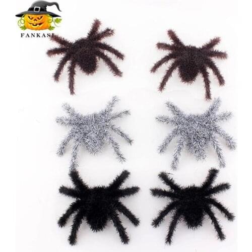30pcs Flocking Realistic Spider Model Animal Spider Toy Halloween Decor for kids Funny Joke Trick Toy Prank Props Party Supplies