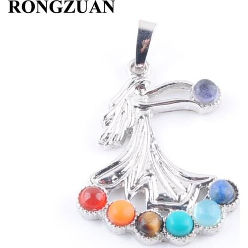 RONGZUAN Natural Gem Stone Beads Healing Reiki Chakra Meditating Figure Saintess Pendant Charm Jewelry 1pcs TN3266