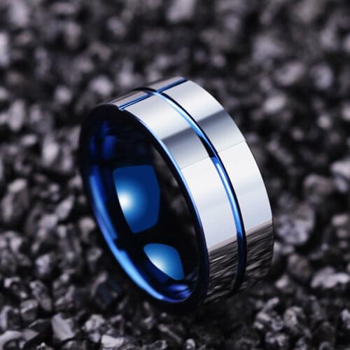 Saya Brand 8MM Width Tungsten Carbide Mans Rings High Polished Blue Plating Inside for Mans' Jewelry Gift Size 5-13