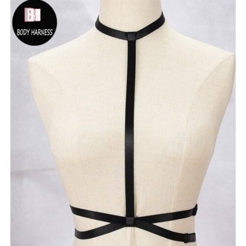 Handmade Sexy Black Body Harness Crop Top Bondage Lingerie Open Chest Harness Fetish Wear Gothic Harness Sexy Body Harness Cage