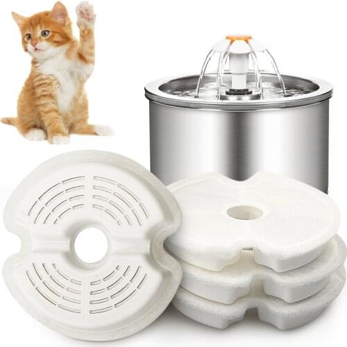 Water Fountain Carbon replacement Filters and foams for 304 Stainless Steel Cat Drinking Fountain 4 Packs filters pet supplies