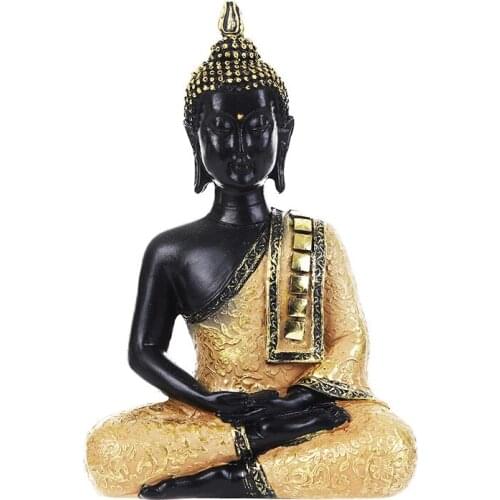 Resin Thailand Buddha Statue Fengshui India Religious Buddhism Sculpture Hindu Black Buddha Figurines Home Decor