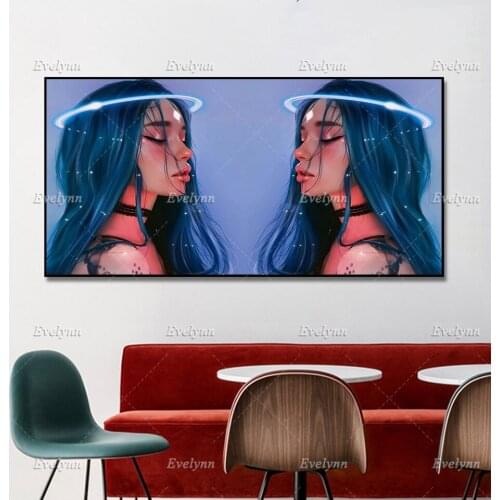 Modern Home Decor Teen Neon Girly, Lights, Fantasy Art Painting Poster and Print on Canvas Hd Wall Art Pictures for Living Room