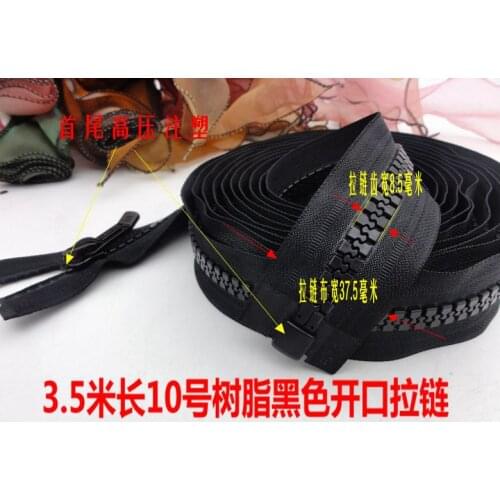 Large sizes super long 350cm black zipper over size open-end 3.5meters for outdoor tent yacht Carport farms plant free shipping