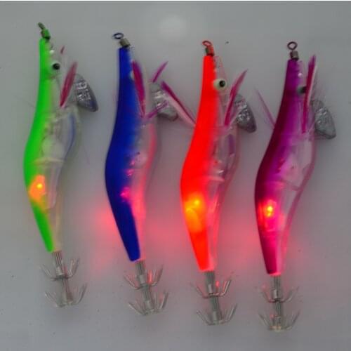 LED Electronic Luminous Shrimp Squid 10cm 13g Night Fishing Squid Jigs Lure Bass Bait Fish Tackle Equipment Accessory wobbler