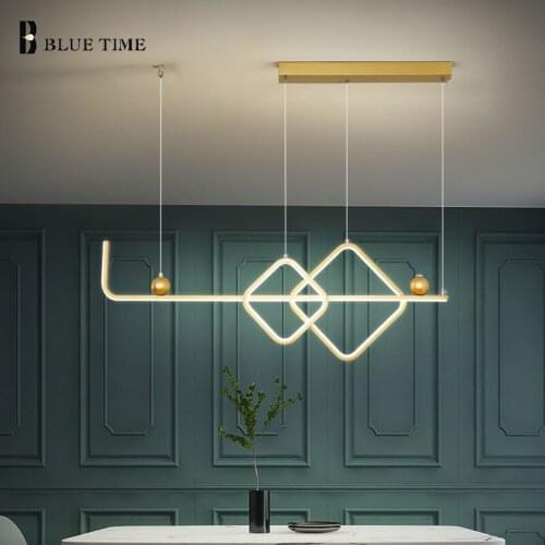 L90cm LED Pendant Light Modern Art Pendant Lamp For Living Room Bedroom Dining Room Kitchen Study Lighting Decoration Gold&Black