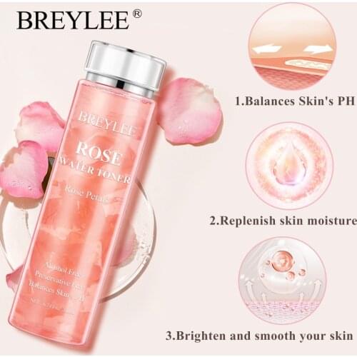 BREYLEE 200ml Rose Water Toner Antioxidant Brighten Face Deep Moisturizing Hydrating Repair Dry Skin Minimize Pores Smooths Skin