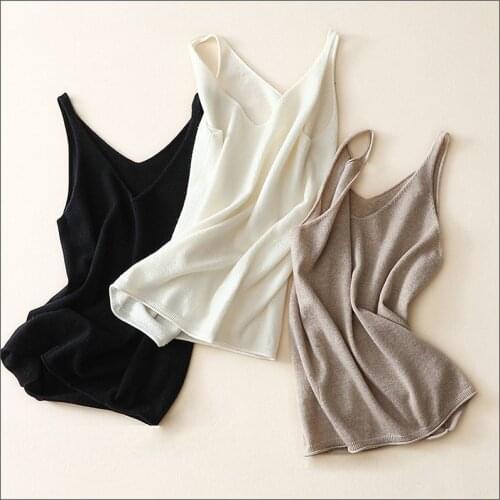100% Cashmere Knitted Tank Top Vest Women Basic Clothing Solid Tops 3 Colors Casual Style Autumn Winter New Fashion 2018
