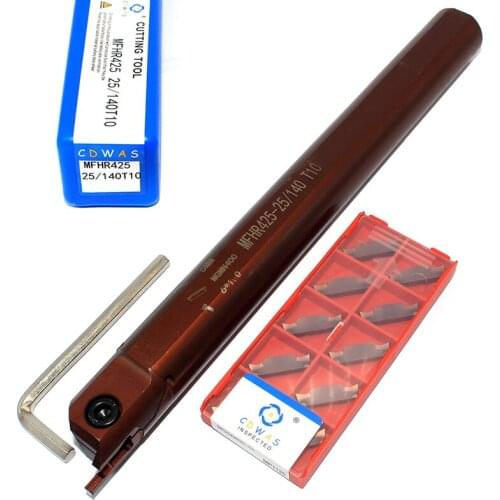 10PCS MGGN400 MP1125 Carbide Inserts +1PC MFHR425 25 140 T10 Grooving Turning Tool Holder CNC Cutting Tools For Stainless Steel