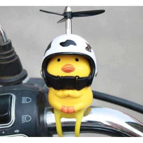2021 Bicycle Decorations Cartoon Cut Yellow Duck Ornaments with Bamboo-Copter Helmet for Bikes Motorcycles