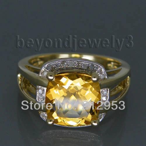 Vintage Cushion 9mm 14kt Yellow Gold Natural Citrine Ring SR42A