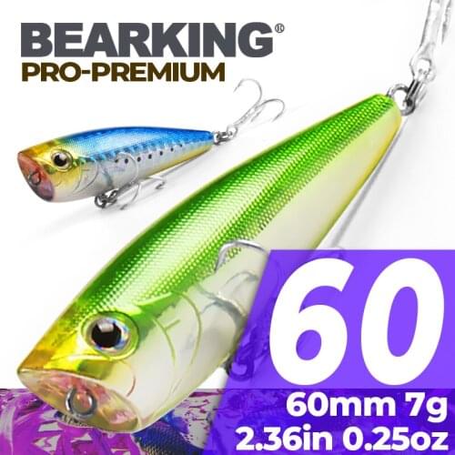 Bearking brand quality popper 5pcs lot Fishing Lure Laser Hard Artificial Bait 3D Eyes 6cm 7g Fishing Wobblers Crankbait Minnows