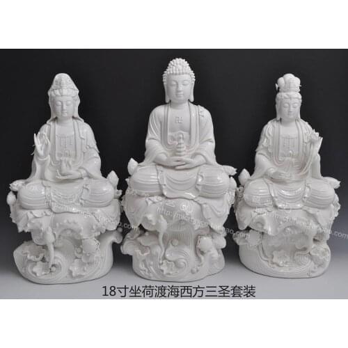Take charge of 18 inch Sam West Amitabha Buddha mahasthamaprapta Bodhisattva ceramic cross