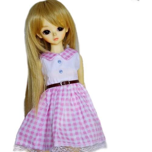[wamami] 124# Pink-Checks Clothes/Dress 1/4 MSD DZ AOD DOD BJD Dollfie