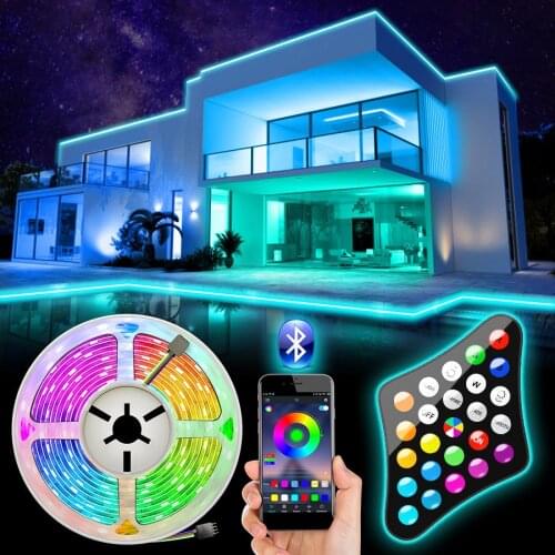 RiRi won SMD 5050 RGB LED Strip Light 2835 10M 5M LED Lights rgb Leds tape diode ribbon Flexible Bluetooth Control DC12V Adapter
