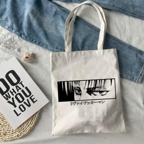 Japanese Anime Attack on Titan Fashion Canvas Bag Shopper Harajuku Large Capacity Goth Women Bags Vintage Shoulder Strap Handbag