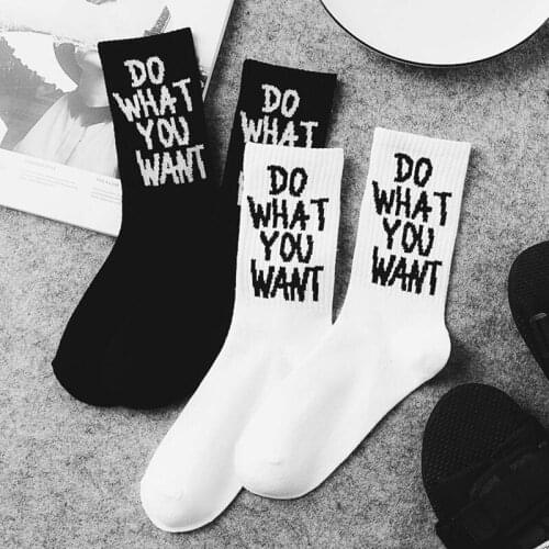 Funny Letter Printed Korea Halajuku Hip-hop Street Skate Socks Men High Quality Black White Winter Casual Cotton Short Socks