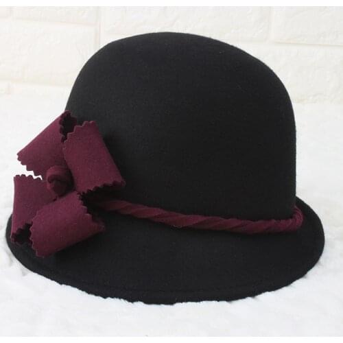 Fibonacci Hats For Women Floral Bowler Wool Fedora Hat Chapeau Femme Feutre Winter Cap Cloche Ladies Church Felt Fedoras Caps