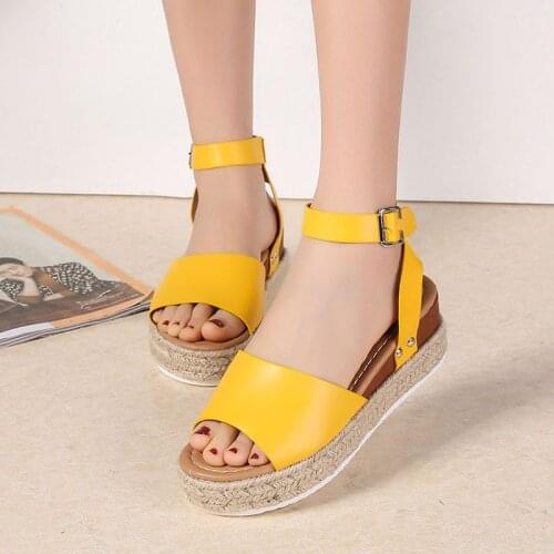 New Gladiator Sandals Women Summer Beach High Heels Shoes Woman Hemp Rope Cross Strap Pumps Shoes Women Sandals Plus Size 35-43