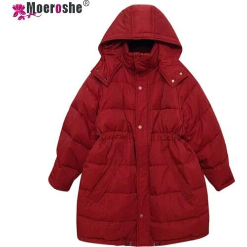 2021 Street Winter Women Down Jacket Yellow/black/red Warm White Duck Down Coat Hooded Parkas Female Snow Outerwear With Belt