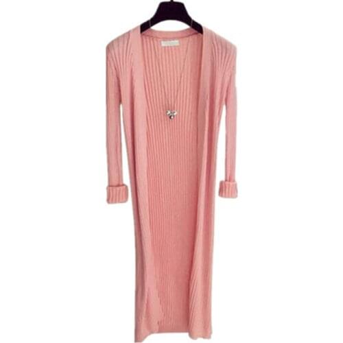 New Spring Autumn Womens Long Cardigans Solid Trendy Female Knitted Sweaters Long Sleeve Plus Size Lady Botoming Clothes