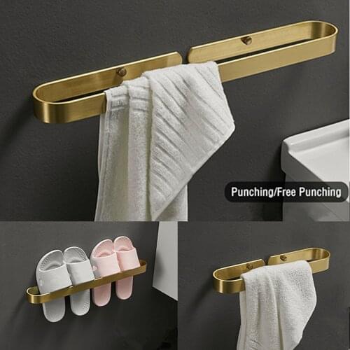 1Pc Space Aluminum Bathroom Towel Rack Wall-mounted Kitchen Toilet Sundries Slippers Storage Shelf Home Accessories