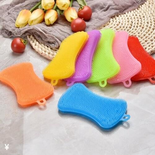 1pcs Silicone Dish Washing Brush Pot Pan Sponge Scrubber Silicone Scouring Pad Pot Pan Wash Brushes Kitchen Cleaning Tool