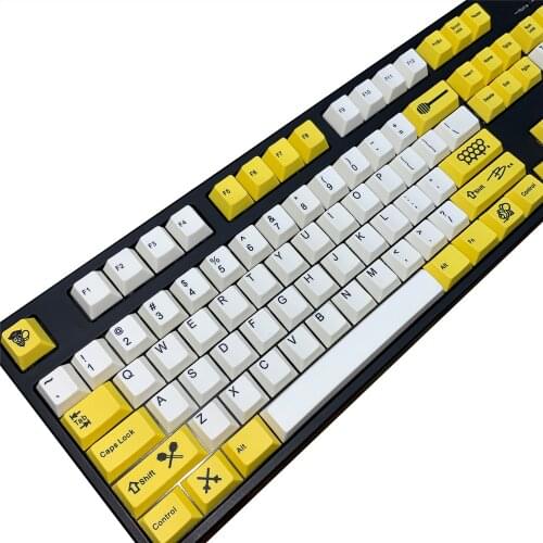 108-key Little bee theme Cherry Profile Sublimation PBT Keycap Personality for Machine Keyboard Compatible with AJAZZ RK FILCO