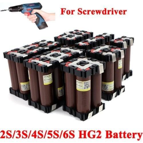 18650 HG2 2S 3S 4S 5S 6S 8S 3000mAh 6000mAh 20 amps 7.4V 12.6V 14.8V 18V 25.2V 29.6V For Screwdriver batteries weld battery pack