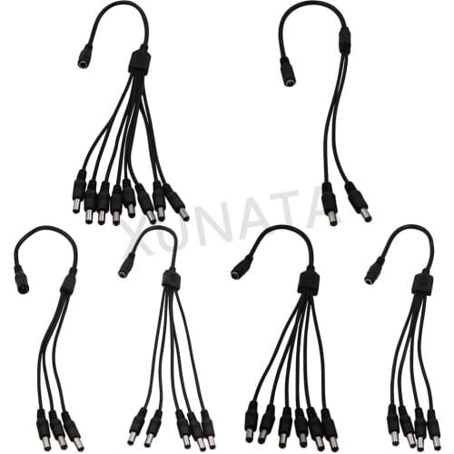 2.1 x 5.5 mm DC Connector 1 Female to 2 3 4 5 6 8 Male Way Splitter Adapter Connector Plug Cable For CCTV Camera LED Strip Light