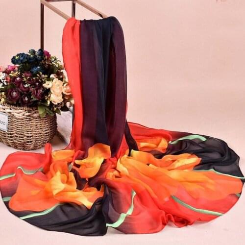 2020 180CM BIG SIZE Gradient tulip chiffon scarf silk square hijab cool shawl ladies foulard femme Scarves hair bufanda mujer