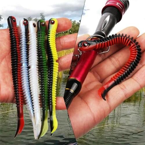 5pcs 12.5cm Soft Rubber Bait Fishing Lure Jig Wobbler Worm color Carp Fishing Bait Artificial Swimbait random Soft Silicone W3J6