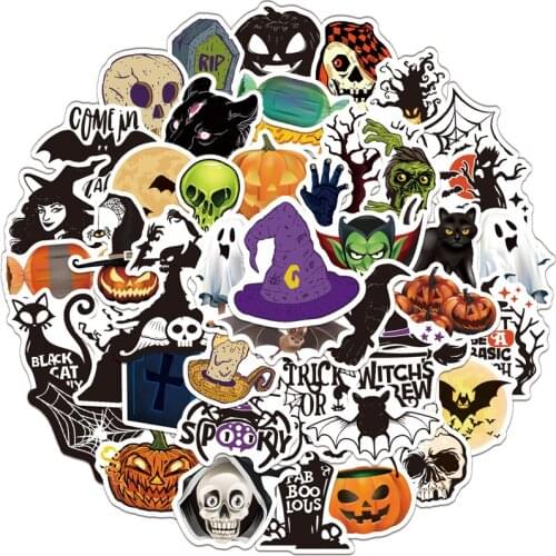 50pcs Halloween Cartoon Children Stickers Skateboard Guitar Suitcase Girls Waterproof scrapbooking Sticker Kids Graffiti Toys