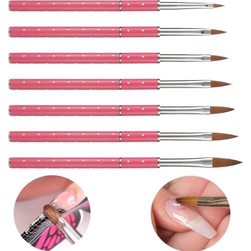 Acrylic Nail Art Brush UV Gel Carving Pen Kolinsky Sable Hair Nail Drawing Nail Powder Builder Nails Art Handle Carving Brush